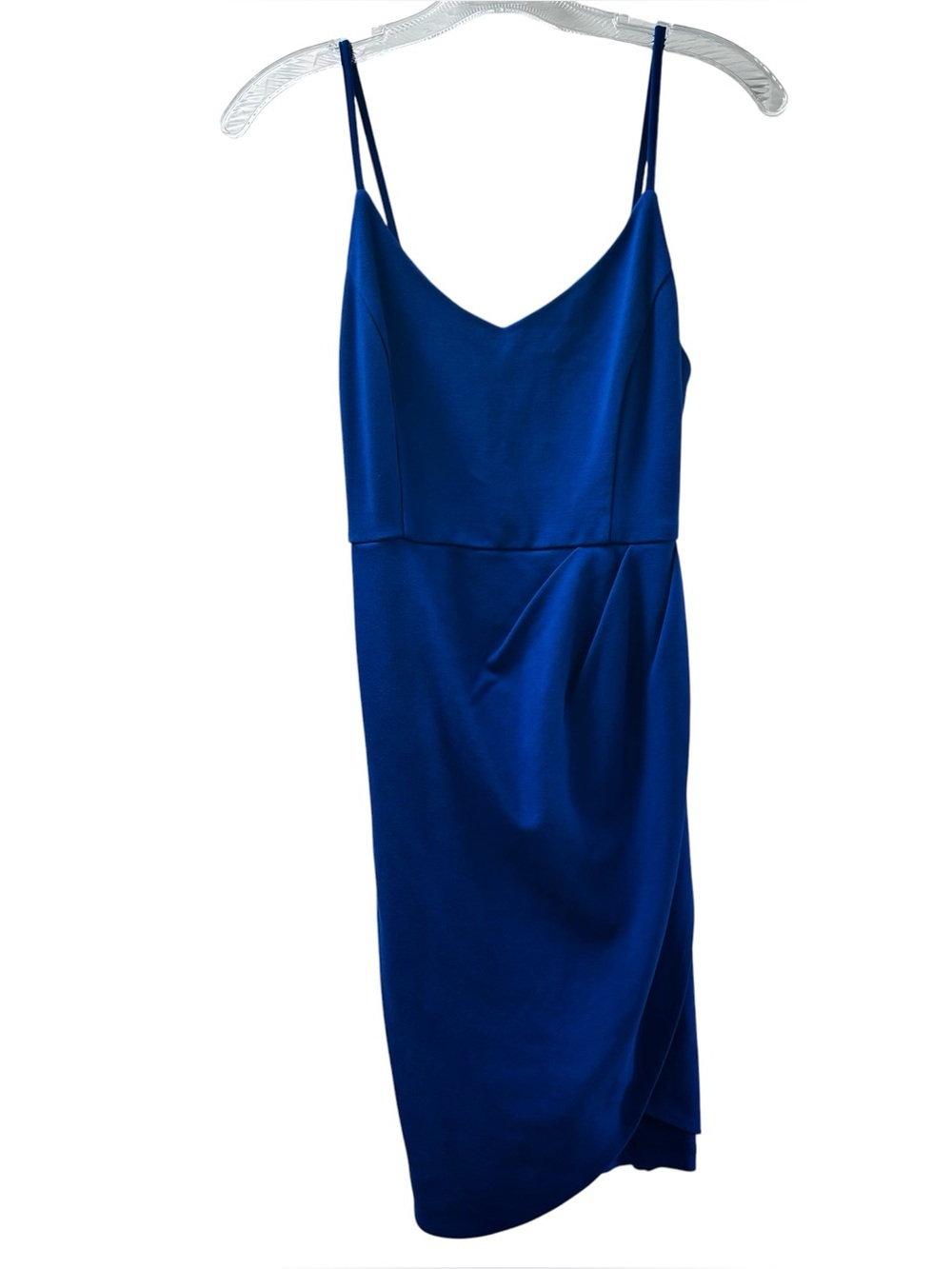 Zalalus Bodycon Dress Size S Royal Blue Faux Wrap Spaghetti Strap Stretch